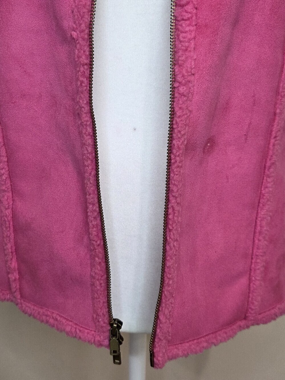 Liz Claiborne Hot Pink Faux Shearling Vest - Picture 5 of 12